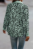 Casual Sweet Leopard Pocket Turndown Collar Tops