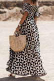 Elegant College Print Flounce Off the Shoulder Printed Dress Dresses