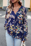 Sweet Elegant Floral Buttons V Neck Blouses(4 Colors)