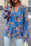 Sweet Elegant Floral Buttons V Neck Blouses(4 Colors)