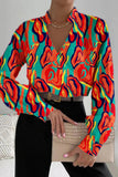 Casual Print Patchwork V Neck Blouses(6 Colors)