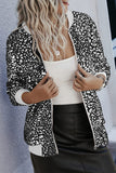 Casual Leopard Patchwork O Neck Outerwear