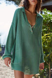 Casual Simplicity Solid Buttons V Neck Loose Rompers