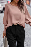 Elegant Solid Buttons O Neck Tops