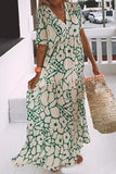 Elegant Geometric Printing V Neck A Line Dresses