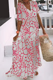 Elegant Geometric Printing V Neck A Line Dresses