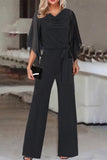 Casual Solid Bandage Asymmetrical Collar Straight Jumpsuits(4 Colors)