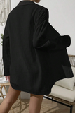 Casual Simplicity Solid Fold Turndown Collar Long Sleeve Two Pieces