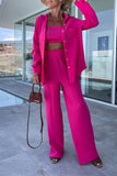 Casual Simplicity Solid Fold Turndown Collar Long Sleeve Two Pieces(6 Colors)