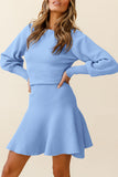 Elegant Solid Patchwork O Neck Waist Skirt Dresses(4 Colors)