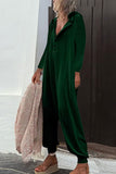 Casual Solid Buttons Hooded Collar Loose Jumpsuits(8 Colors)