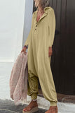 Casual Solid Buttons Hooded Collar Loose Jumpsuits(8 Colors)