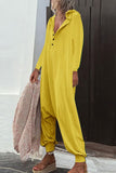 Casual Solid Buttons Hooded Collar Loose Jumpsuits(8 Colors)