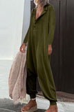Casual Solid Buttons Hooded Collar Loose Jumpsuits(8 Colors)