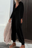 Casual Solid Buttons Hooded Collar Loose Jumpsuits(8 Colors)