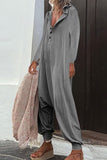 Casual Solid Buttons Hooded Collar Loose Jumpsuits(8 Colors)