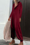 Casual Solid Buttons Hooded Collar Loose Jumpsuits(8 Colors)