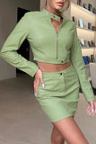 Street Celebrities Solid Patchwork Long Sleeve Two Pieces(3 Colors)