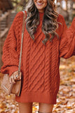 Elegant Solid Hollowed Out O Neck Long Sleeve Dresses(12 Colors)