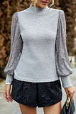 Elegant Solid Sequins Half A Turtleneck Tops(4 Colors)