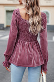 Elegant Solid Fold Square Collar Tops(4 Colors)