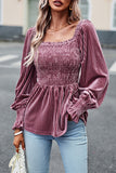 Elegant Solid Fold Square Collar Tops(4 Colors)