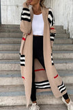 Casual Street Striped Patchwork V Neck Outerwear(4 Colors)