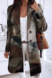 Casual College Geometric Printing Turn-back Collar Outerwear