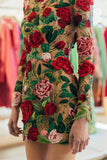 Sexy Elegant Embroidery Patchwork Half A Turtleneck Wrapped Skirt Dresses