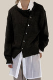 Casual Solid Make Old Buttons O Neck Outerwear(6 Colors)