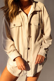 Casual Solid Pocket Turndown Collar Tops(9 Colors)