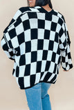 Casual Plaid Contrast Cardigan Collar Outerwear(3 Colors)