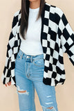 Casual Plaid Contrast Cardigan Collar Outerwear(3 Colors)