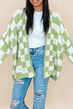 Casual Plaid Contrast Cardigan Collar Outerwear(3 Colors)