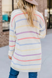 Casual Striped Pocket Contrast Cardigan Collar Outerwear