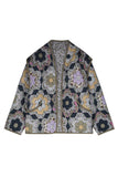 Casual College Floral Pocket Mandarin Collar Outerwear