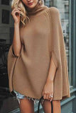 Florcoo Solid Color Cape High Collar Shawl Tops