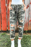 Florcoo Adjustable Waist Camouflage Bottoms With Holes