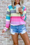 Florcoo Rainbow Striped Multicolor Thin Tops(5 Colors)