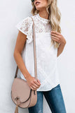 Florcoo Summer Geometric Stitching Lace Short Sleeves Tops (6 Colors)