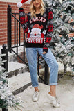 Florcoo Santa Embroidered Round Neck Knitted Sweater