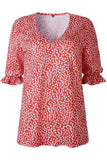 Florcoo V Neck Floral Printed Blouse