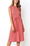 Florcoo O Neck Dress with Belt(3 Colors)