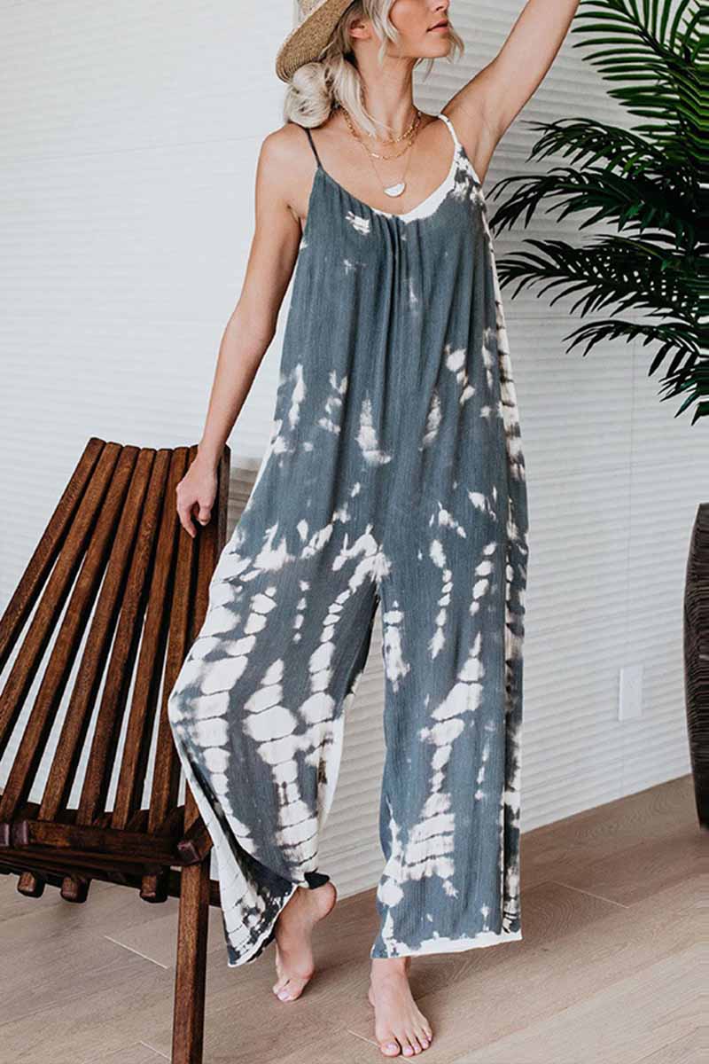 Florcoo Loose Tie-dye Cute Jumpsuit