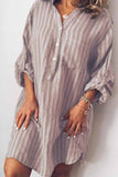Florcoo Printed Striped Long Shirt Mini Dress(6 colors)
