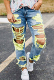 Florcoo Yellow Ripped Sexy Jeans