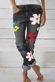 Florcoo Regular Waist Flower Print Regular Fit Casual Wear Jeans