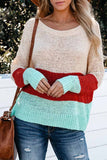 Florcoo Pink Contrast Stitching Sweater