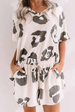 Florcoo Two-Piece Home v-Neck Loose Pattern Printing