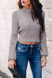 Florcoo Open Back High Neck Lace Long Sleeve Sweater